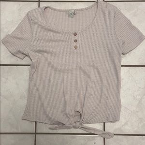 Knit top with tie front